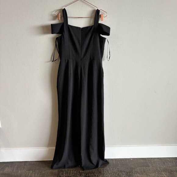 Tahari Women Off Shoulder Strap Back Zip Wide Leg Jump Suit Black Size 8 - Picture 7 of 16